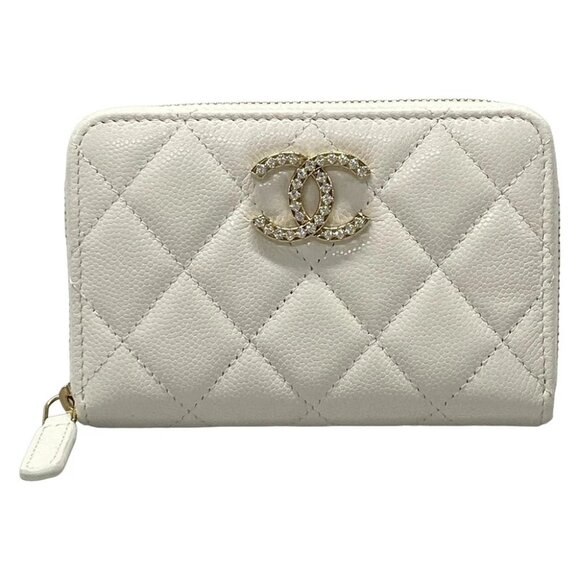 Auth CHANEL Matelasse AP4560/B12928/10601 White Shiny grained calfskin Strass - Picture 1 of 10